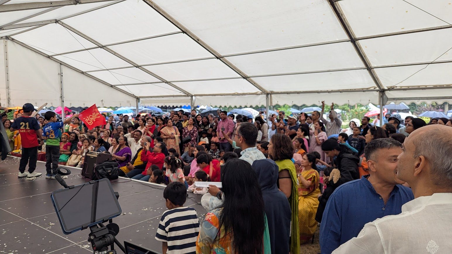 Crowds gathered under the marquee