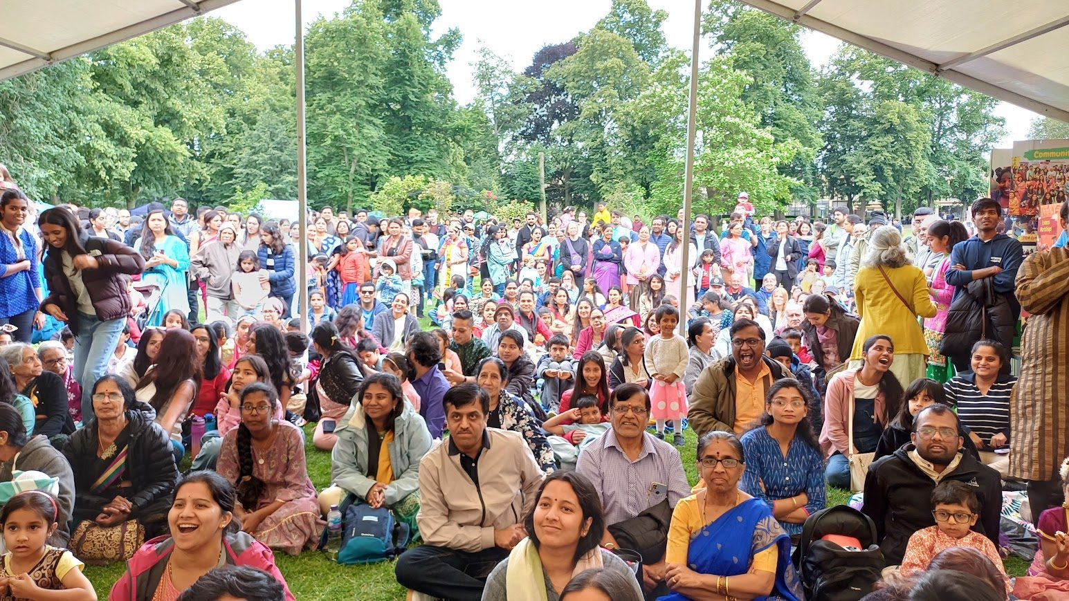 Wide view of festival crowds